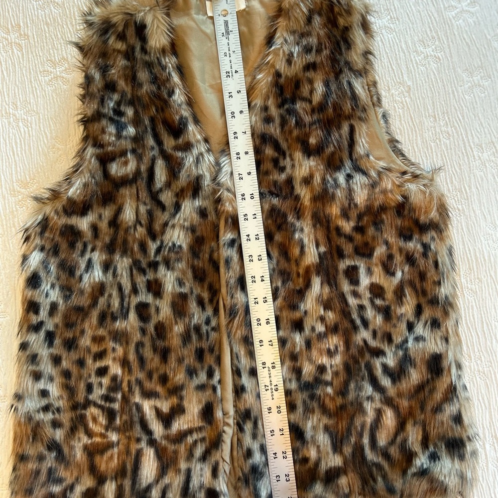 Faux Fur Vest brown tan leopard size M - Picture 8 of 10